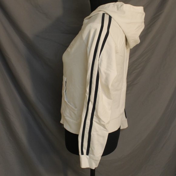 WHITE BCBG HOODIE LONG SLEEVE WITH SEQUINED SWEATSHIRT SMALL ZIPPER CLOSURE - Picture 3 of 10